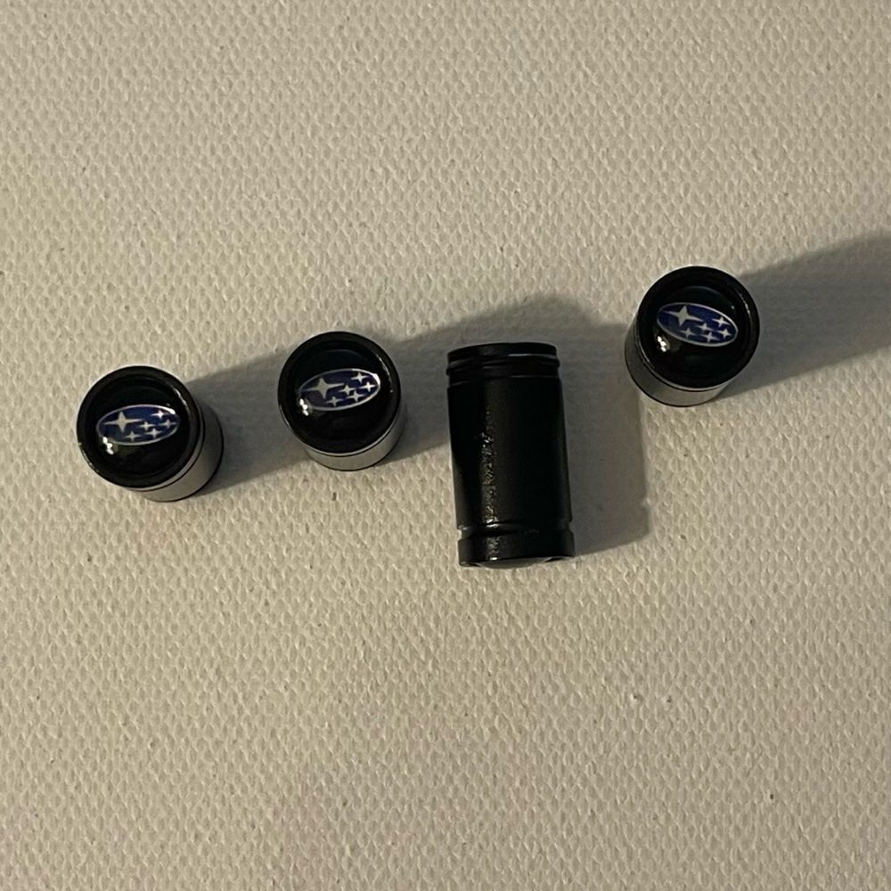 Subaru Valve Stem Caps in Black Set of 4 NWT